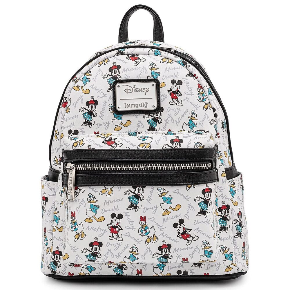 3313 Disney Mickey Minnie Mouse Donald Daisy Mini Backpack Handbag White